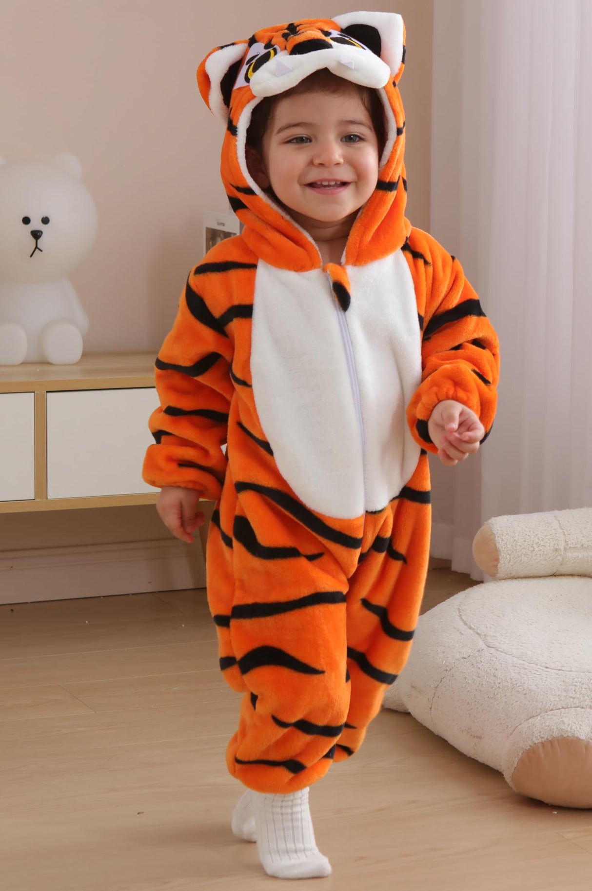 DarkCom Toddler Hooded Romper Unisex Baby Animal Onesie Halloween Cosplay Grey Raccoon Costumes Kids' Christmas Gifts 2-3 Years