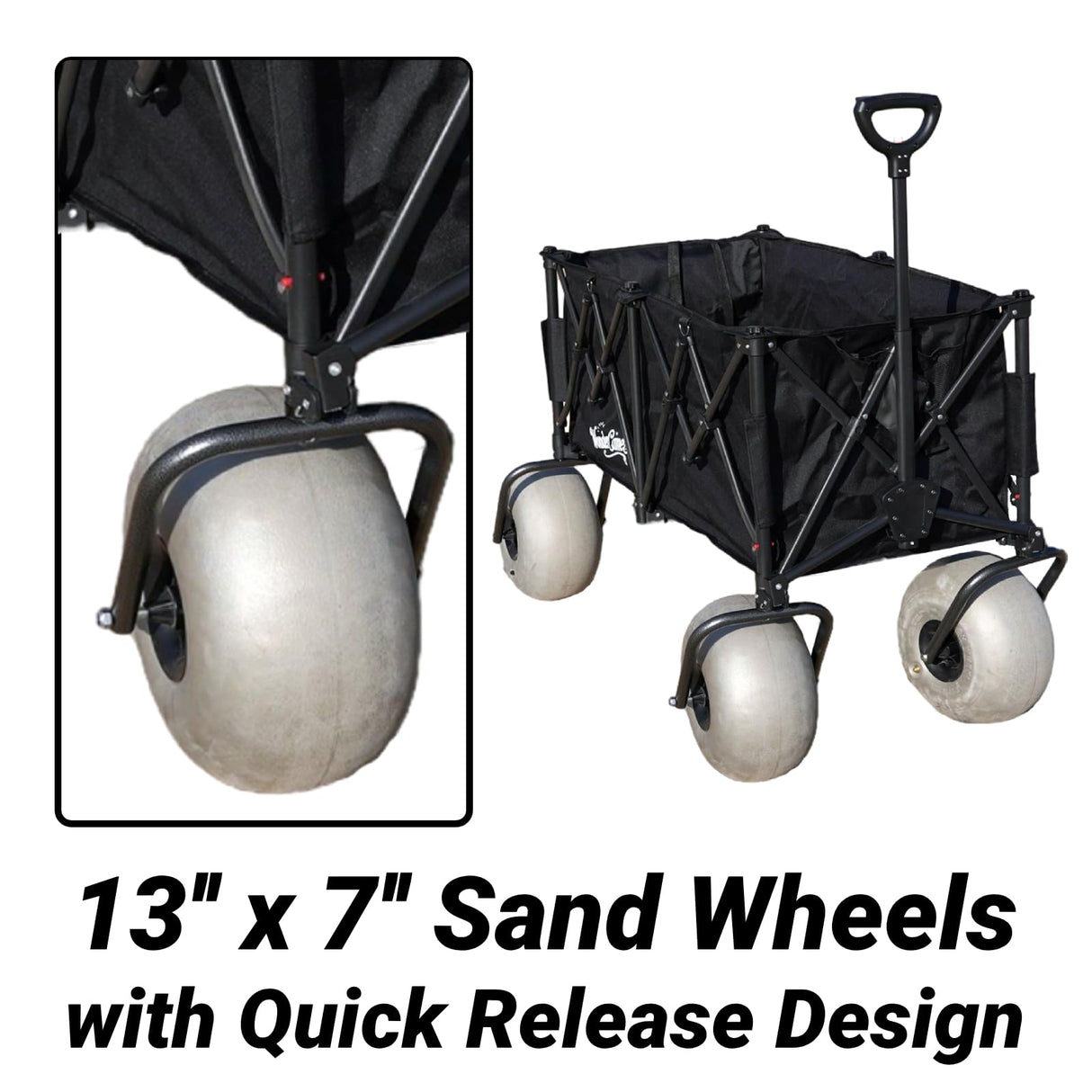 WONDERCAMEL Beach Wagon with 13'' Balloon Wheel, 260L Large Capacity, Compact Folding Design, Collapsible Cart with Big Wheels for Sand, Pump Included