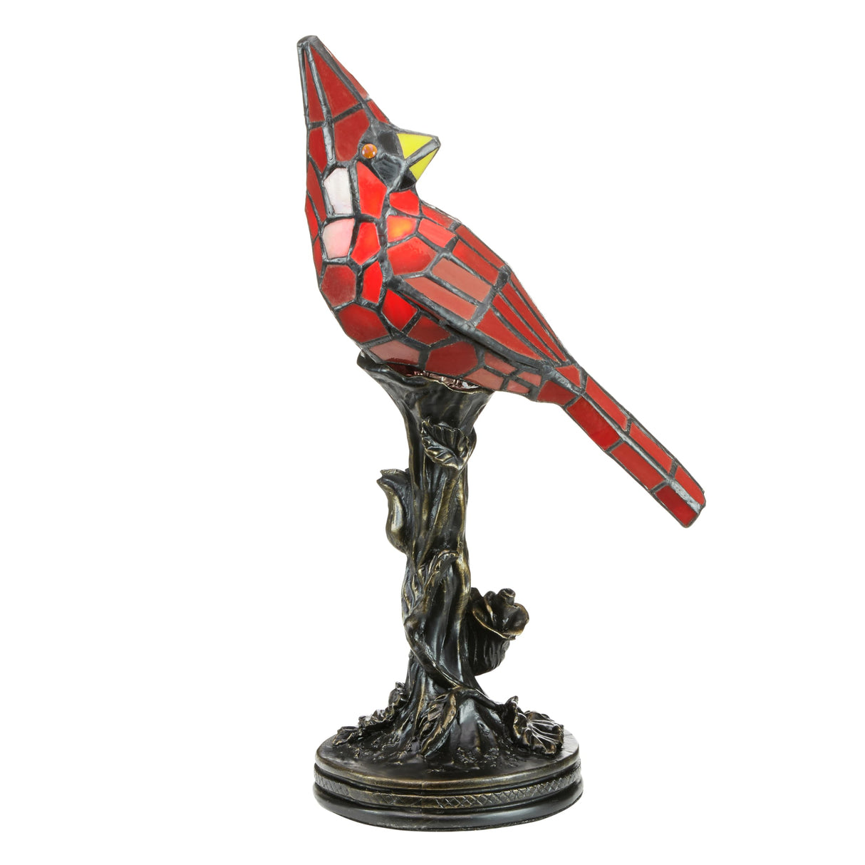 RIVER OF GOODS Stained Glass Bird Accent Lamp - 8" W x 13.5" H - Tiffany Style Table Lamps for Home, Office Desk, Bedroom, Nightstand - Blue Jay Decor
