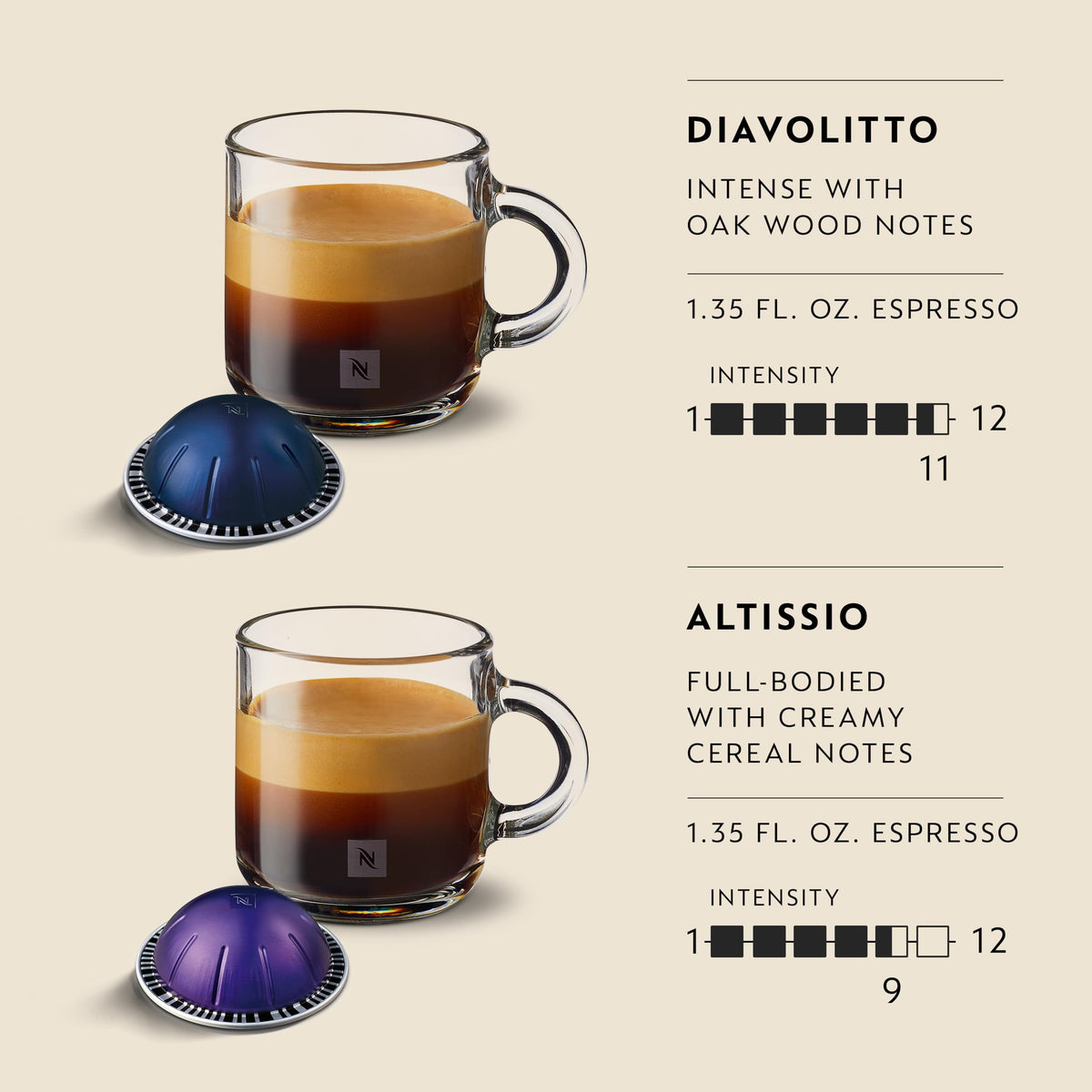 Nespresso Vertuo, Espresso, Bold Variety Pack, Mixed Roast, 40-Count Pods