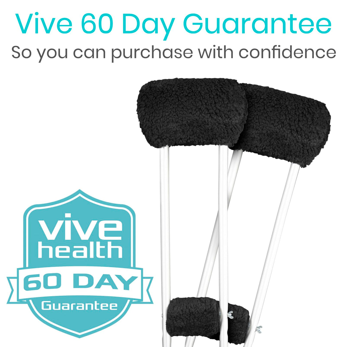 Vive Sheepskin Crutch Pads & Hand Grips - Comfortable, Breathable, Machine Washable Padding for Adults - Premium Accessory Covers for Crutches, Armpits - Latex-Free & Non-Toxic