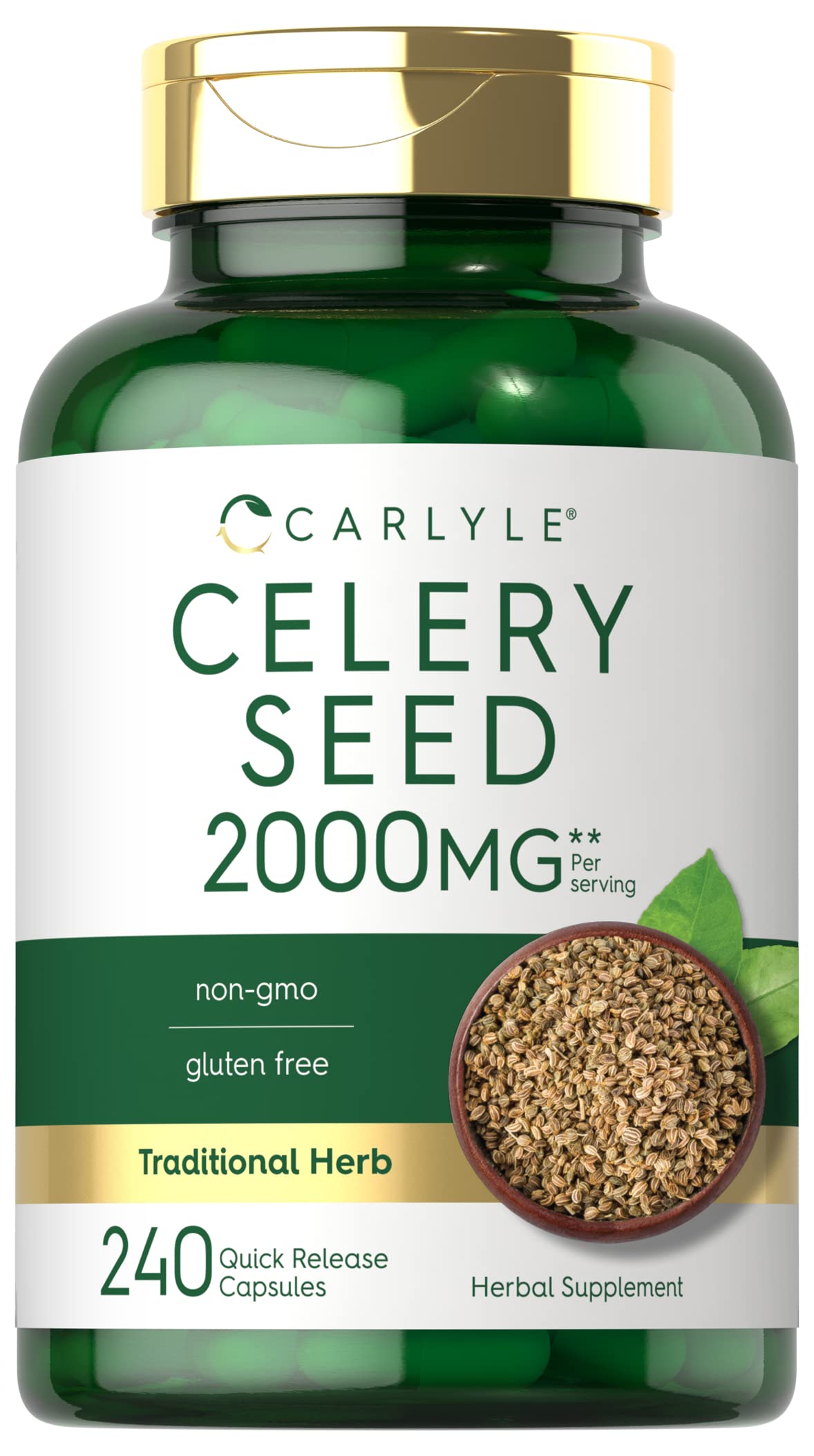 Carlyle Celery Seed Extract Capsules | 2000mg | 240 Count | Traditional Herb Supplement | Non-GMO and Gluten Free Formula