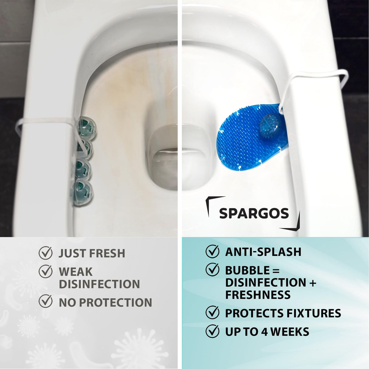 Spargos 12-Pack Rim Hanger Toilet Bowl Cleaner & Urinal Screen All-in-One | Ocean Breeze Splash Guard | Each Lasts 14 Days (5-Month Supply) | Commercial & Home Deodorizer | Gloves Included
