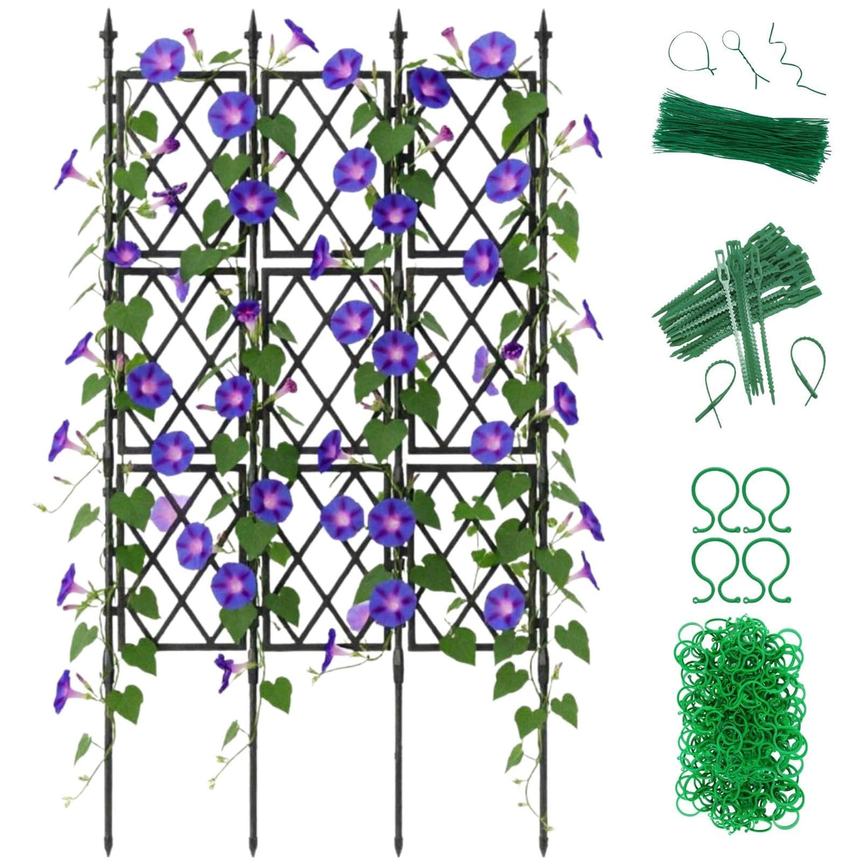 Garden Trellis Frame for Climbing Plants Outdoor | 65 Inch PE-Coated Metal Pipes & Plastic Grids Rose Wall Trellis | Rustproof Privacy Screen Plant Support Frame for Flowers Vines Vegetables Indoor