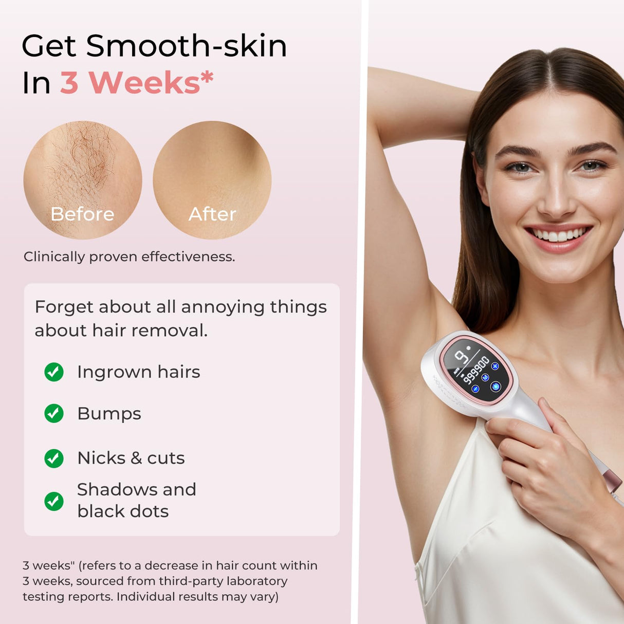 Finequin Laser Hair Removal for Women & Men, 45°F Ice-Cooling Contact, Safe & Virtually Painless Alternative to Salon IPL Hair Removal Device, Long-Lasting Hair Removal from Home, with Razor & Glasses