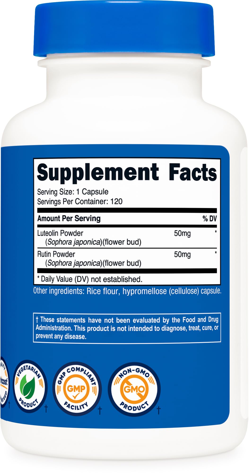 Nutricost Luteolin with Rutin Complex 100mg (50mg Luteolin, 50mg Rutin) 120 Capsules - Vegetarian, Non-GMO, Gluten Free