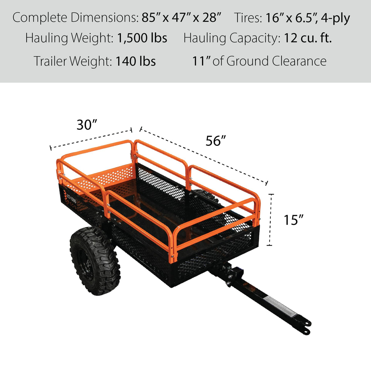 Impact IMPLEMENTS® 1500lb ATV/UTV/Tractor Trailer with Solid Steel Floor, Aggressive Tires, & Pivoting Tongue. Great for Agricultural Use & Land Management. Designed in Trademarked in The USA!