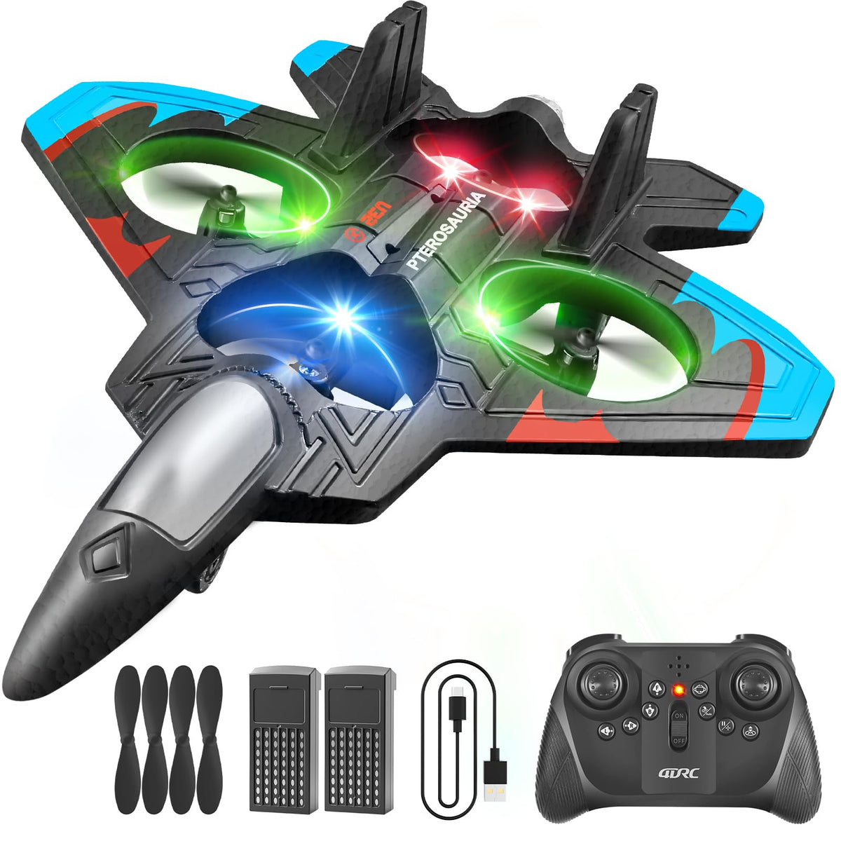 4DRC V32 Foam Remote Control Airplanes RC Planes for Kids Adults, RC Airplane Fighter Jet with Light, 360° Flip Fighter Jet Toys, Stunt Roll, Airplane Toy Gifts for Kids Boys