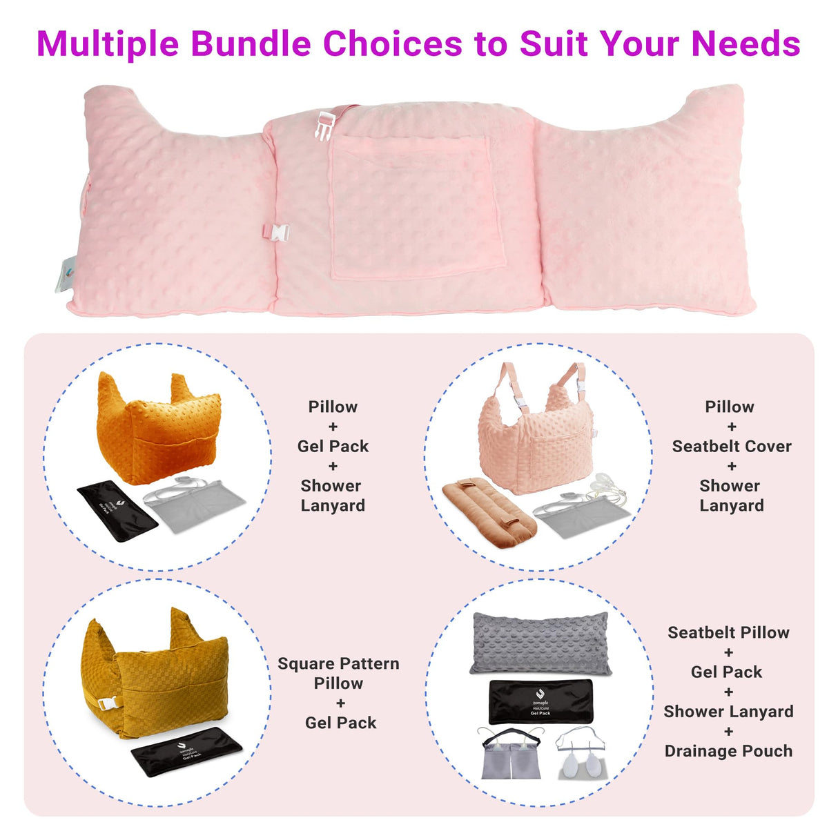 Zomaple Mastectomy Pillow - Post Surgery Pillow, Mastectomy Recovery Must Haves, Breast for After Heart Surgery, Reduction & Augmentation Patients Sleeping, Recovery Seatbelt Protection-Surgery Gift