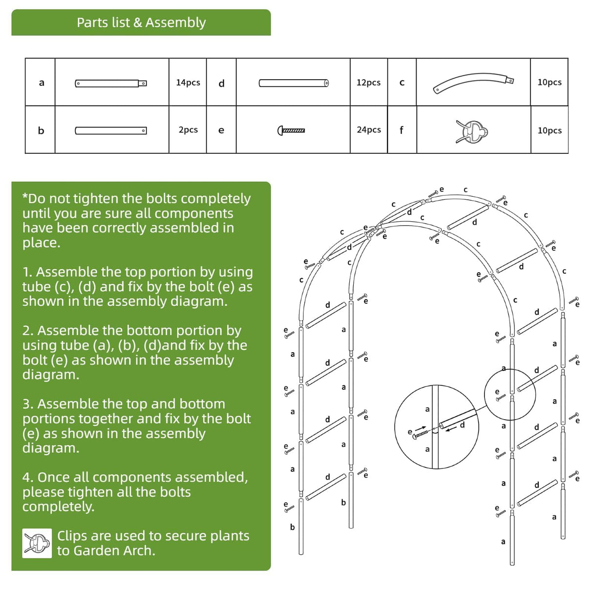 Kelived Metal Garden Arch Trellis for Climbing Plants Outdoor, Garden Arbors and Arches, Wedding Arch Frame Archway, Christmas Party Decoration