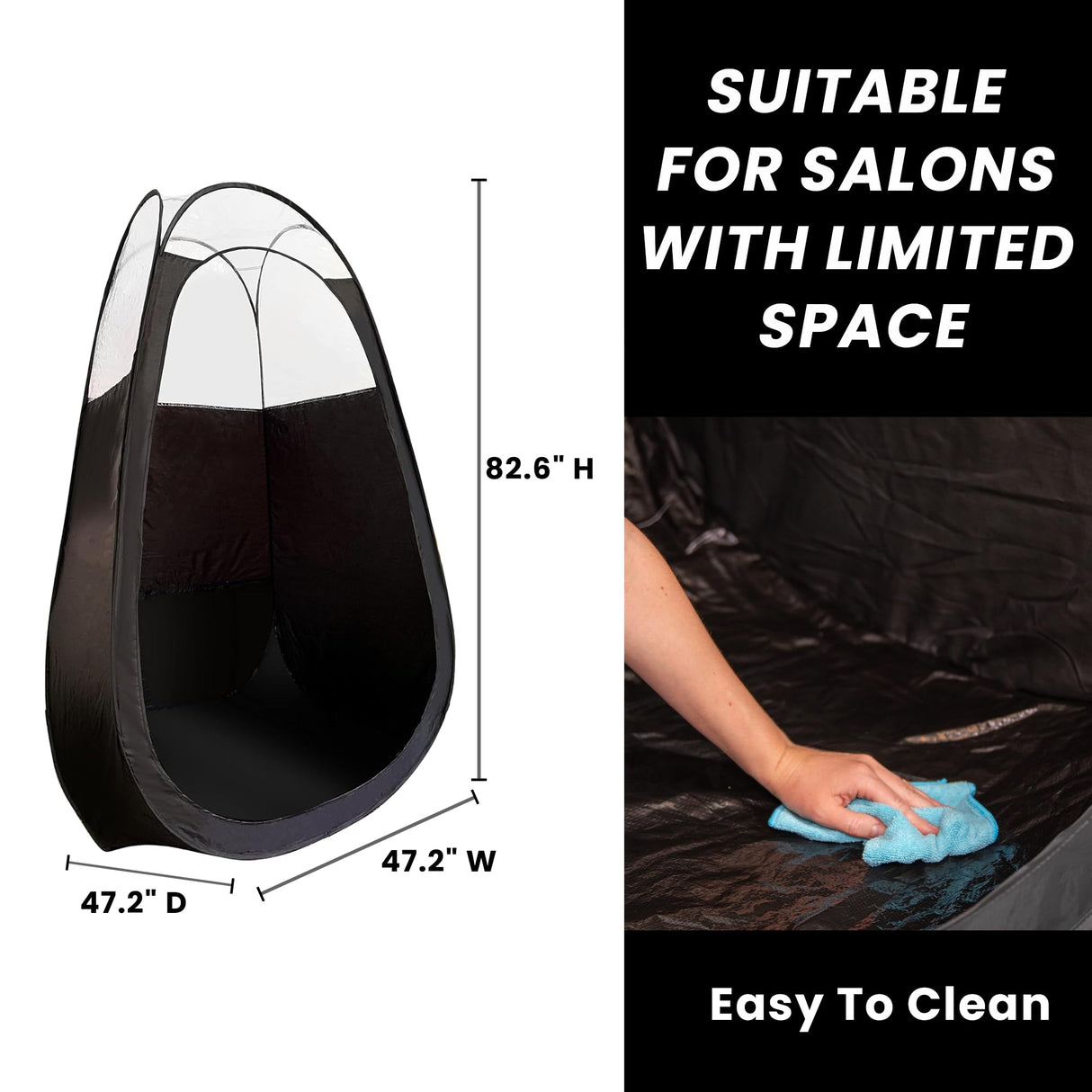 KOBBTAN Large Deluxe Spray Tan Tent Pop Up Portable Tanning Booth with Clear Window & Extraction Fan Opening Easy Clean for Home & Salon