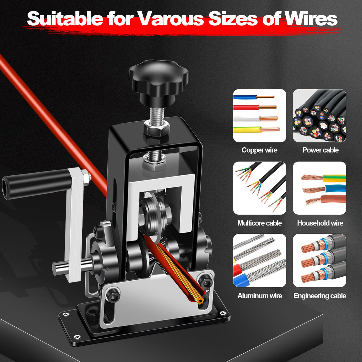 Trivd Frol Manual Wire Stripping Machine, Gauge Wire 0.06"-1", Scrapping Copper Wire Peeler Machine, Drill Powered/Hand Crank Dual-drive Wire Stripper Tool for Scrap Copper Recycling & DIY etc.