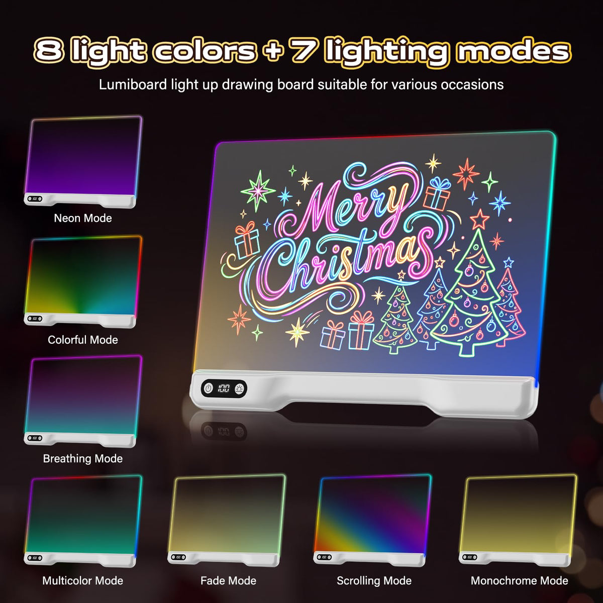 LED Drawing Board for Kids Girls - 16" Rechargeable Light Up Glow Pad with 15 Light Effects & 12 Markers,Display Booths,Erasable Doodle Board Art Crafts Kit, Birthday Gifts for Girls Boys Ages 3-12