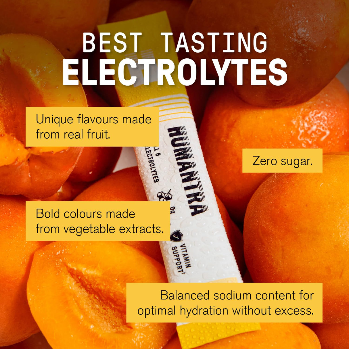 Humantra Hydration Packets | Zero Sugar Electrolyte Hydration Multiplier w/Essential Minerals, Boost Immune & Metabolic Functions | Electrolytes Powder (20 Count, Apricot)