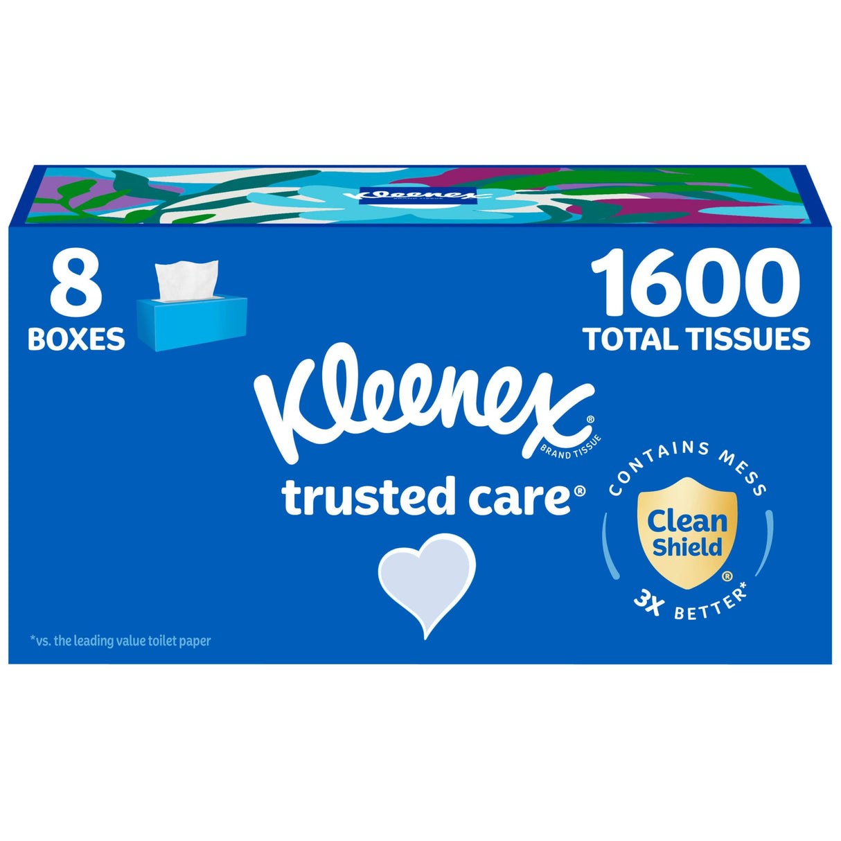 Kleenex Trusted Care Facial Tissues, 8 Flat Boxes, 200 Tissues per Box, 2-Ply, Packaging May Vary