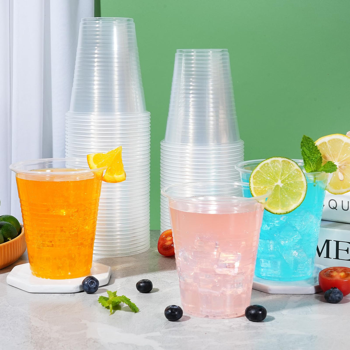 SIUQ 300 Pack 12 oz Plastic Cups, Clear Disposable Drinking Water Cups for Cold Beverages, Ideal for Party, Picnic, BBQ, Wedding, Travel, Halloween, Christmas, Events