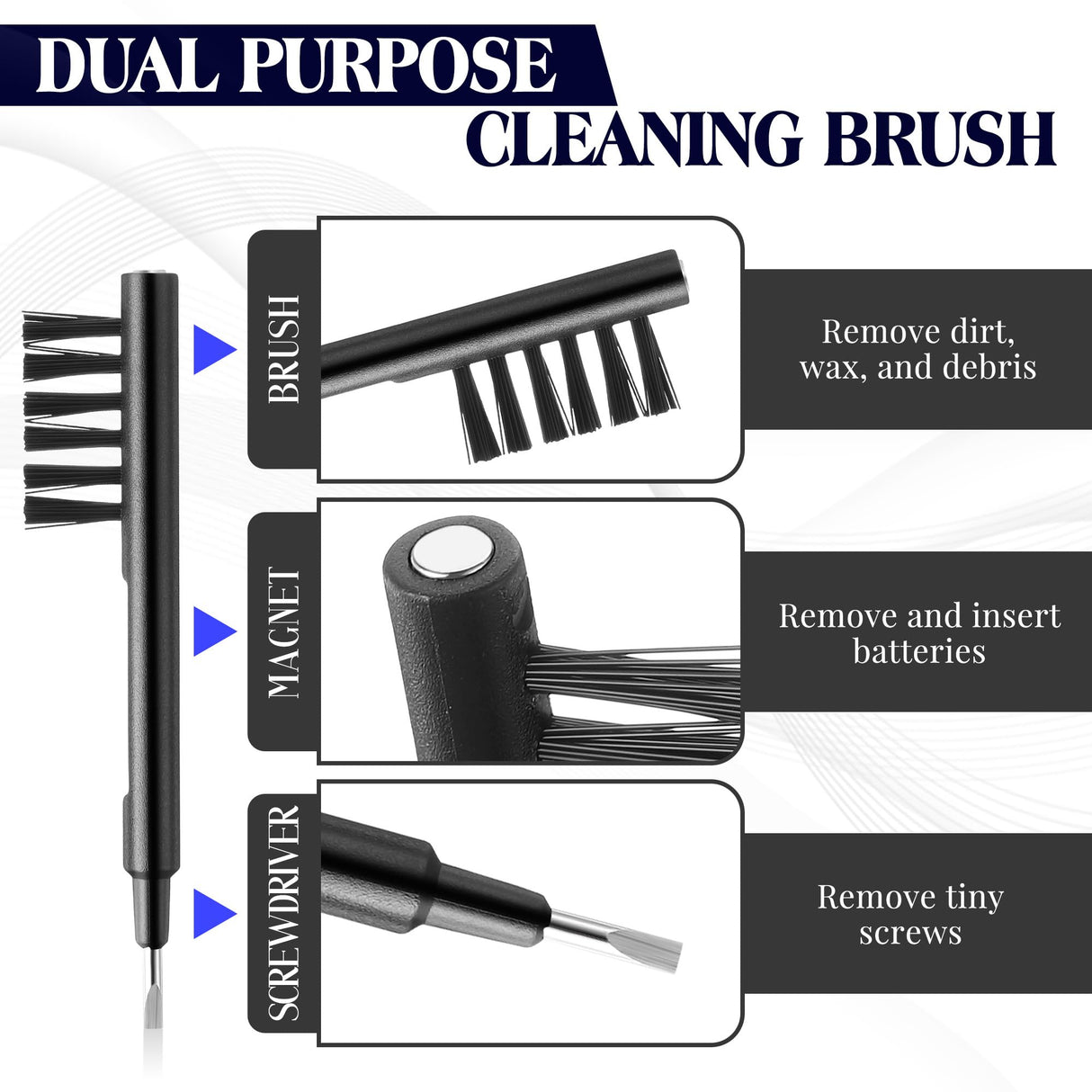 Wovnet Hearing Amplifier Cleaning Tools, Compatible with Audien Hearing Aid Kit Includes 6 Sizes Silicone Dome, Cleaning Brush with Screwdriver Wax Guards Filter and Carrying Case(11 Pcs)