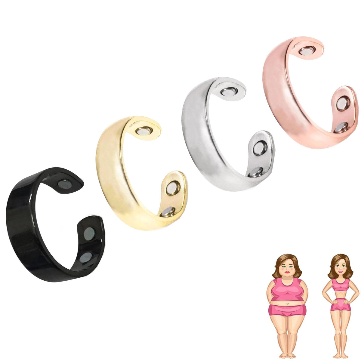 ZCVFA Vayro Ring, Original Mgntc Wellness Ring for Women and Men Stainless Steel Open Lightweight and Water-Resistant Rings(Gold&Silver&Rose Gold&Black)