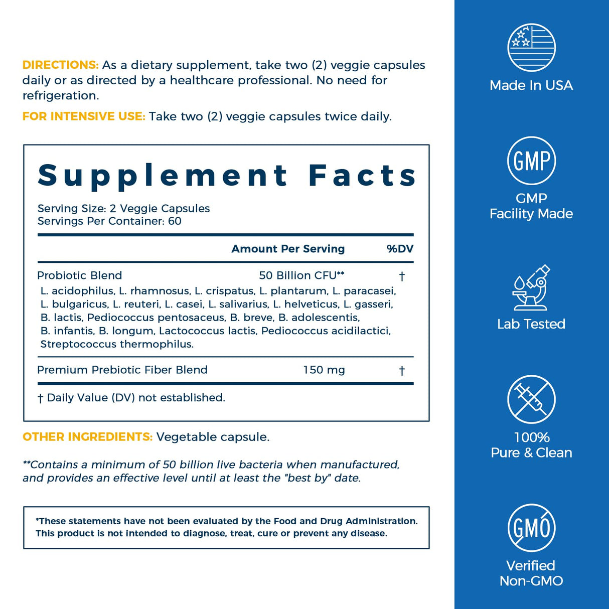 NewRhythm Probiotics 50 Billion CFU 20 Strains, 120 Veggie Capsules, Targeted Release Technology, Stomach Acid Resistant, No Need for Refrigeration, Pack of 1, Non-GMO, Gluten Free
