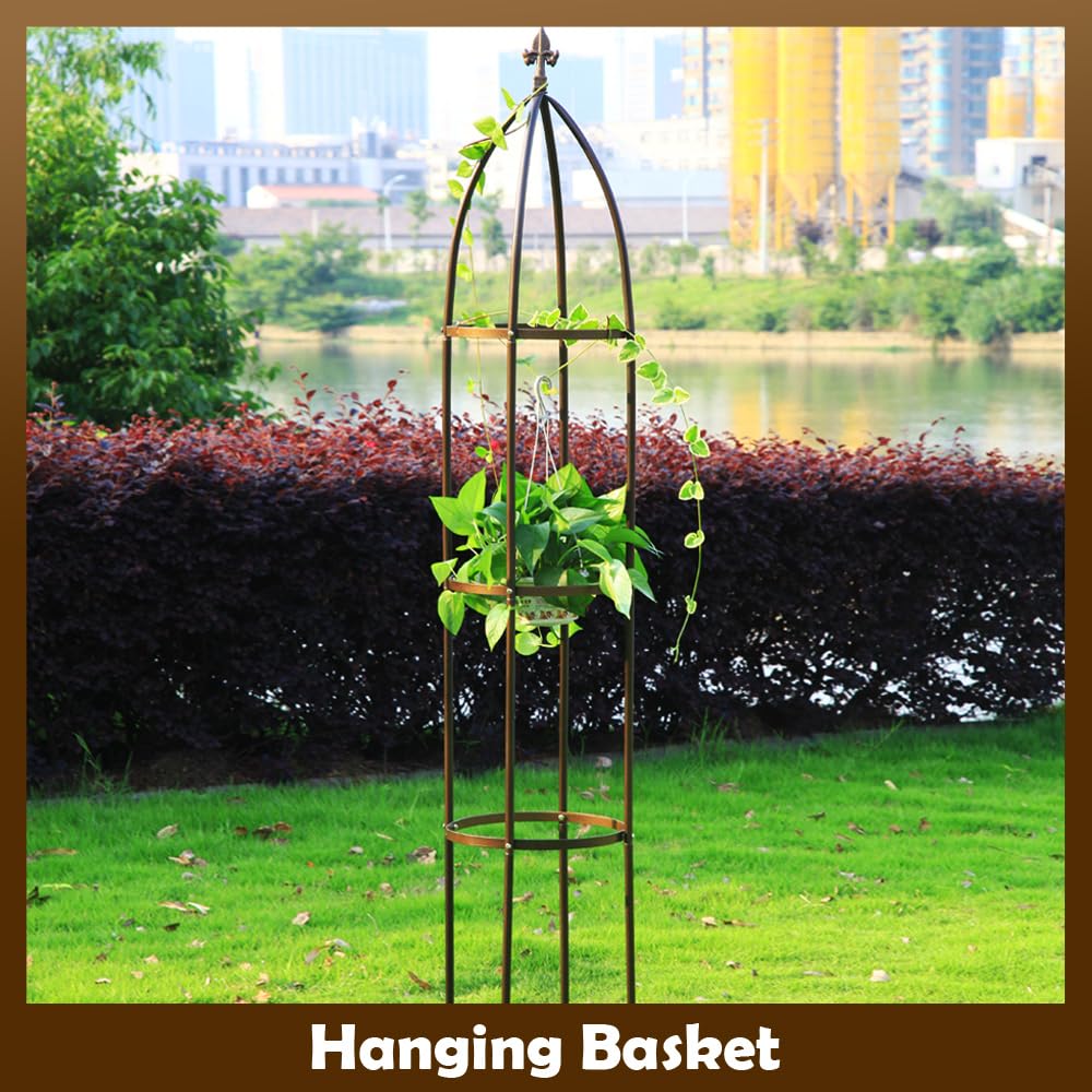 100% Metal Garden Obelisk Trellis Heavy Duty 6.3 ft Tall for Climbing Vines