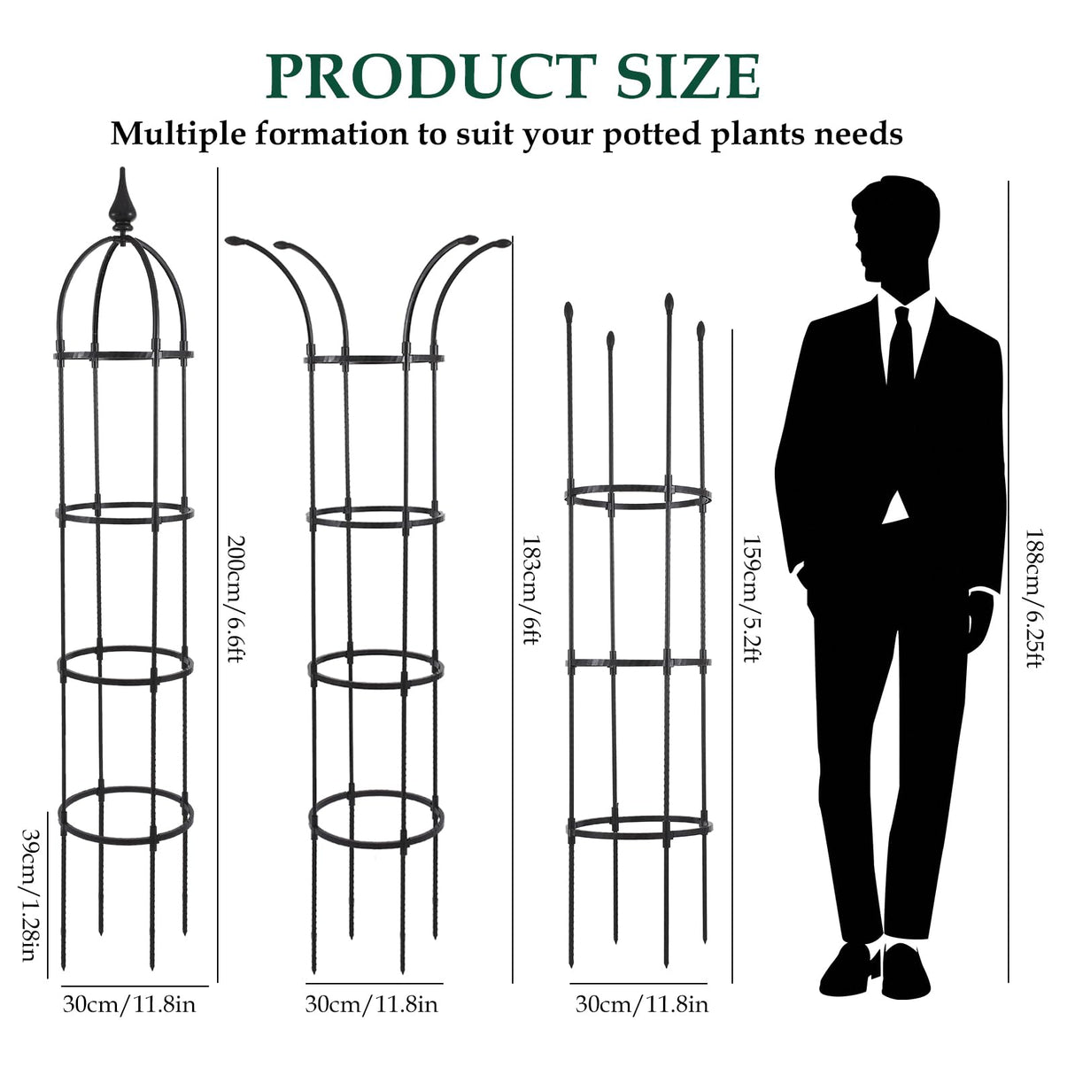 WellSign 6.6ft Tall Garden Obelisk Trellis for Climbing Plants Outdoor