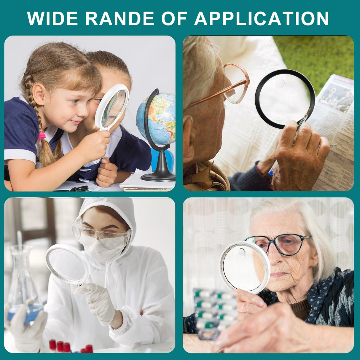 Large Magnifying Glass with 37 LED Light, 10X 20X 45X Handheld Illuminated Lighted Magnifier with 3 Light Modes for Seniors Reading, Inspection, Coins, Exploring Close Work