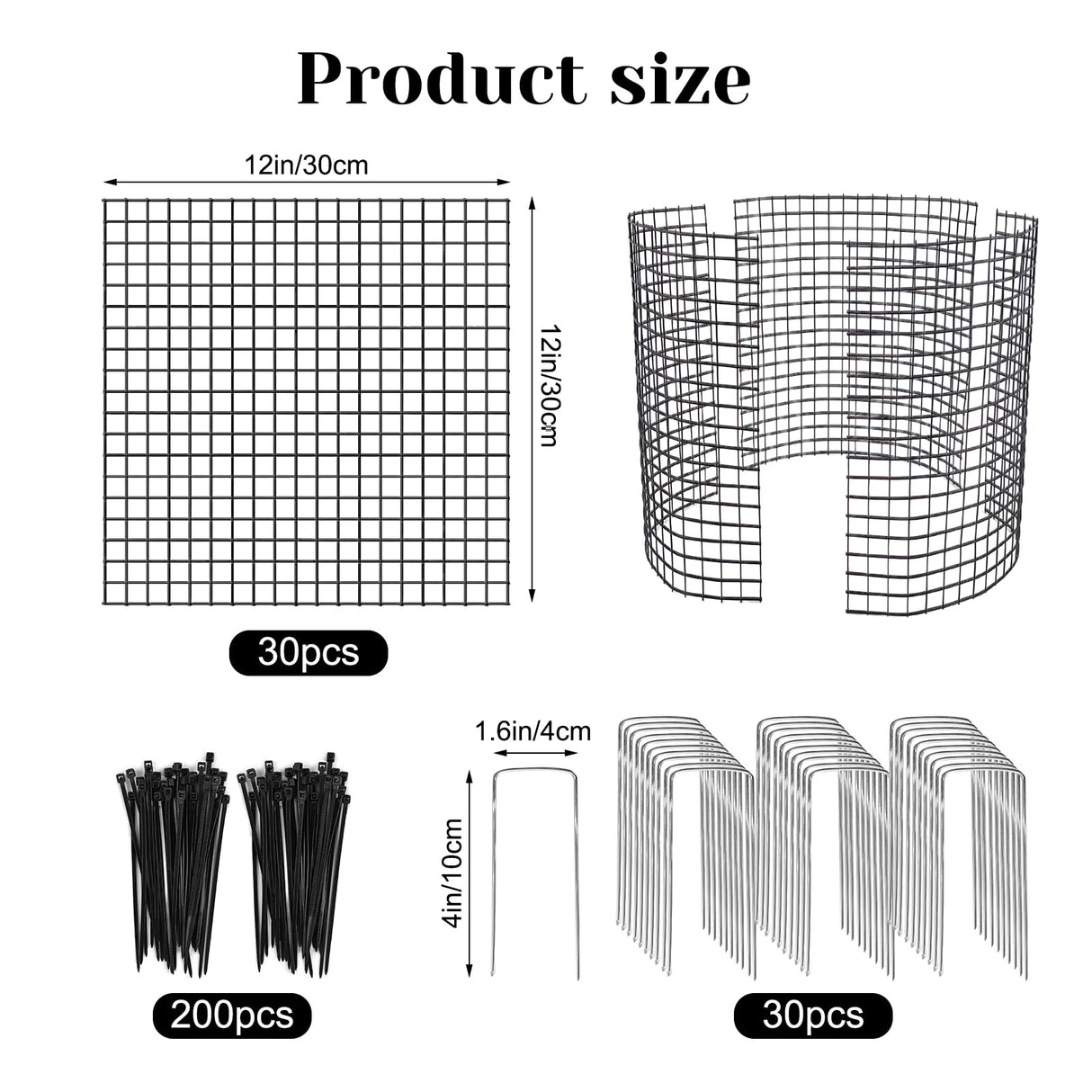 30 PCS Round Plant Protector from Animals, 12 Pack 12'' x 12'' Metal Plant Cages,30Pcs Metal Mesh to Keep Animals Out, Garden Protection Bunny Barricades, Wire Plant Protectors for Rabbit Chicken Duck