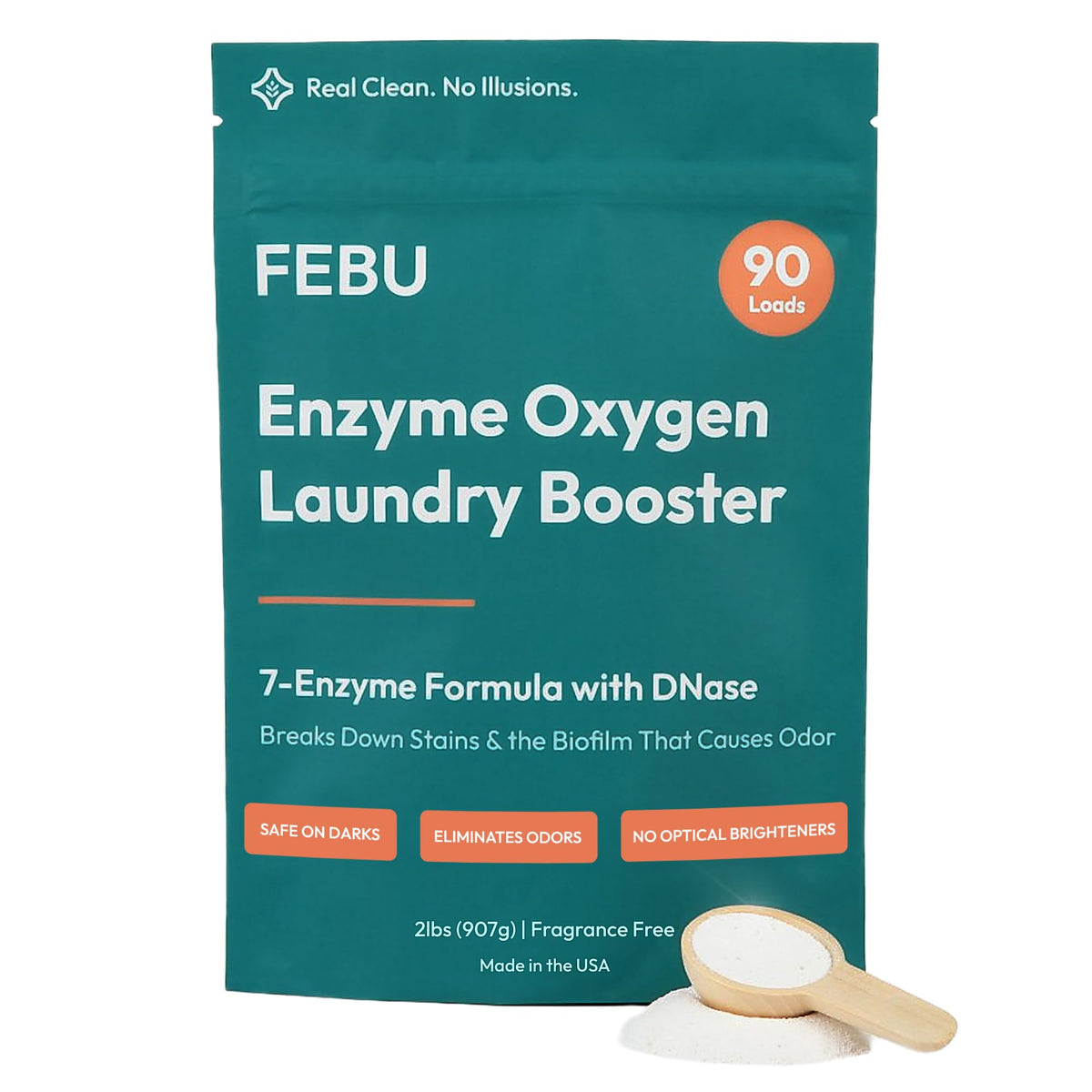 FEBU Enzyme Oxygen Laundry Booster, Fragrance Free, 2 lbs