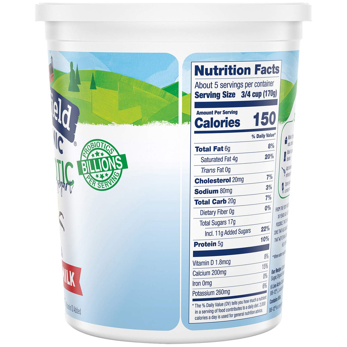 Stonyfield Organic Whole Milk Probiotic Yogurt, Vanilla, 32 oz. – Immunity & Digestive Health