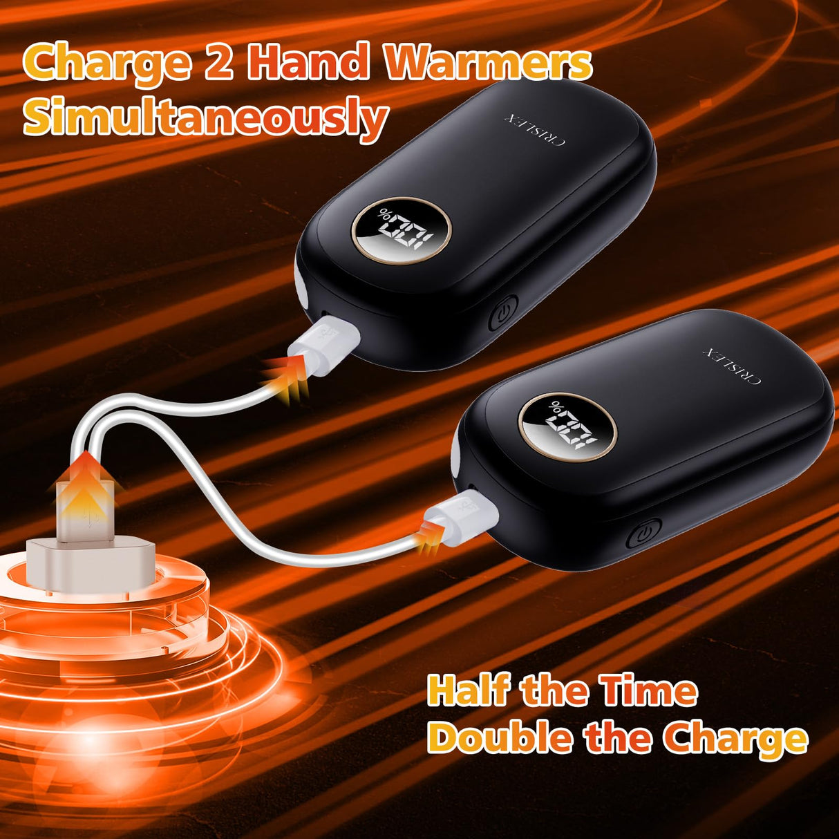 Hand Warmers Rechargeable, Dual-Sided Heating with LED Display, Flashlight, 4 Heating Levels Electric Pocket Heater for Raynauds, Golf, Camping, Hunting, Gifts for Christmas Men Women