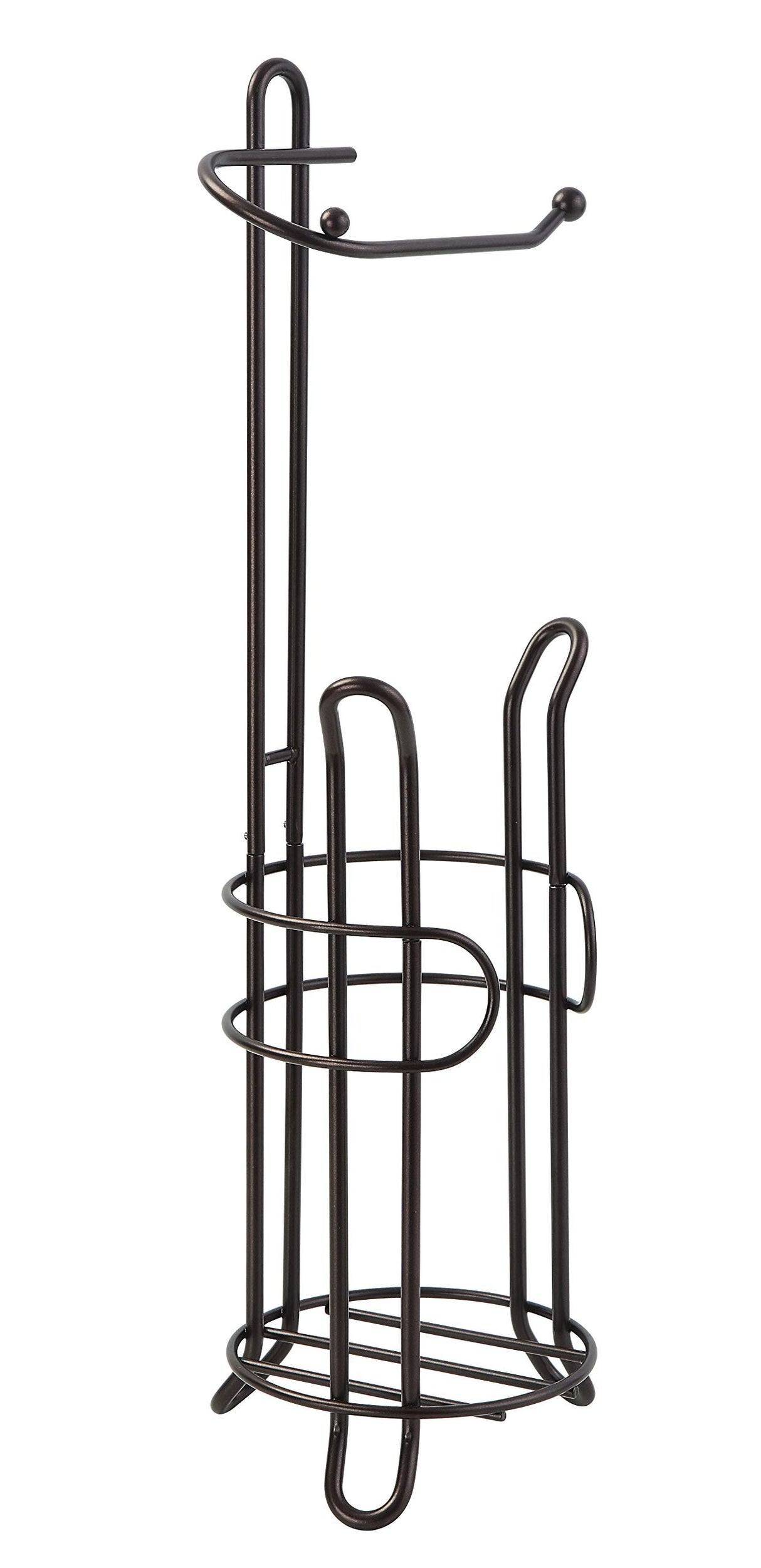 SunnyPoint Freestanding Toilet Paper Holder with Storage – Holds 3 Spare Rolls, Heavy-Duty Steel, Oil Bronze Finish, Easy Assembly, Space-Saving Bathroom Organizer