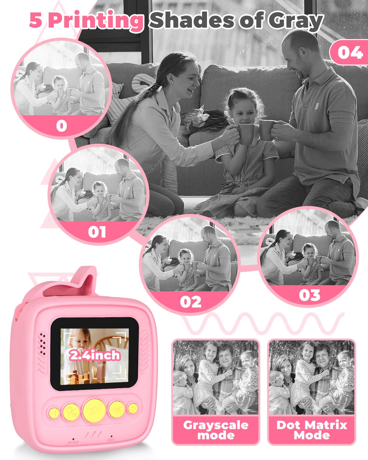 YTETCN Instant Print Camera for Kids 3-12 Years - Kids Camera with 32G SD Card & 3 Rolls Paper, 48MP Photo & 1080P Video, Christmas Birthday Gifts for Toddler Girls Boys