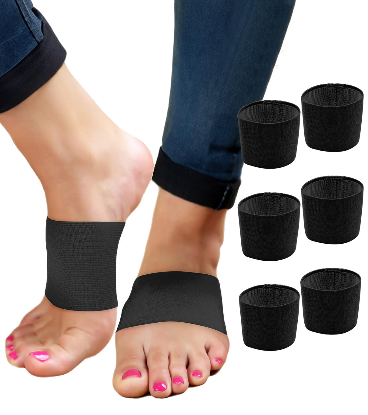 Arch Supports for Plantar Fasciitis Relief | Compression Sleeve Foot Brace For Heel Pain, Bone Spurs, Flat Feet, High Arches | Copper Infused Arch Support Bands for Women & Men Over Socks | Fit Most