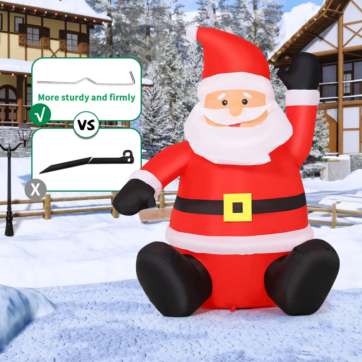 COMIN 4FT Christmas Inflatables Decorations Outdoor Blow Up Santa Claus Inflatable with Built-in LEDs for Yard Lawn Garden