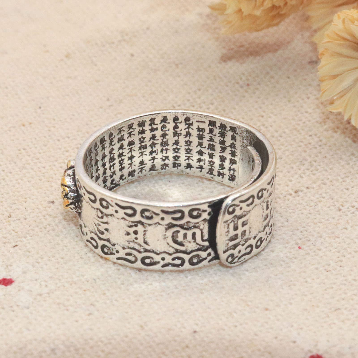 HETICA Feng Shui Pixiu Mantra Amulet Lucky Adjustable Ring