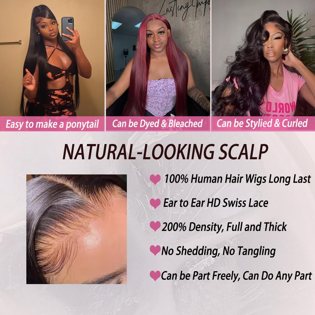 30 Inch Lace Front Wigs Human Hair 200 Density 13x6 HD Lace Front Wigs Human Hair Pre Plucked Glueless Wigs Human Hair for Women Straight Lace Frontal Wigs Human Hair Natural Color (Natural Black, 30)