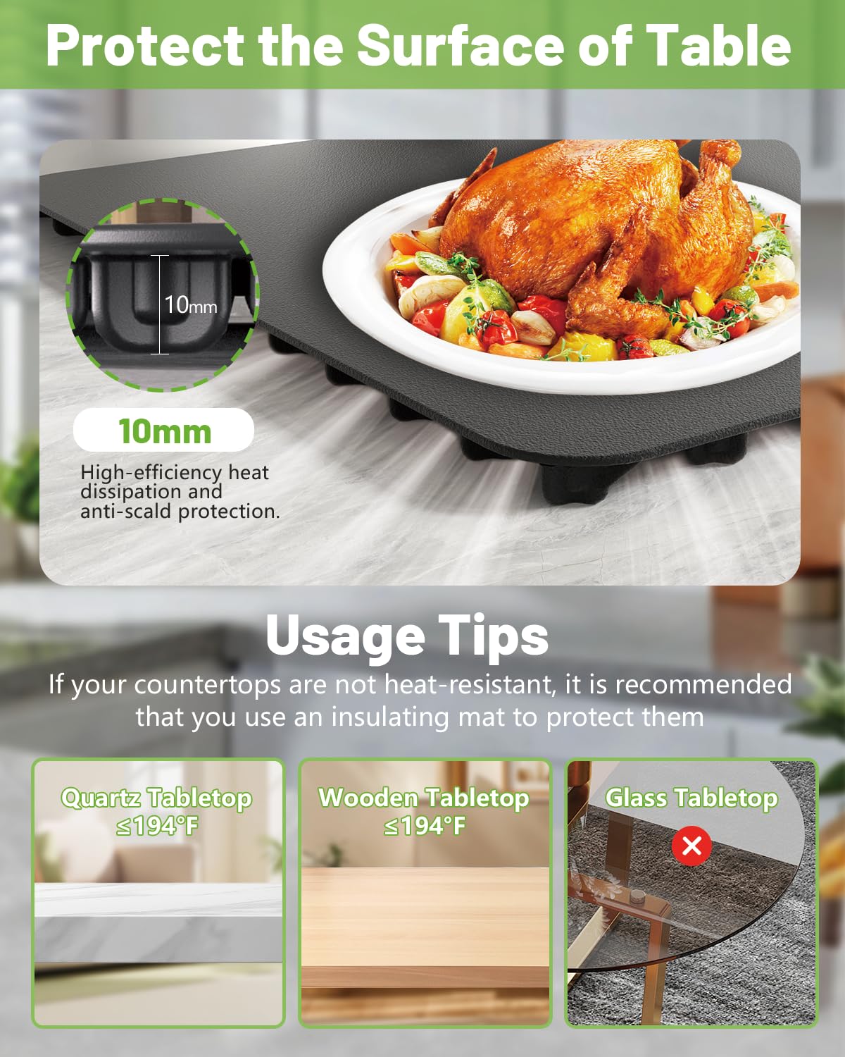 Food Warming Mat Electric Tray: YTLAD Silicone Heating Pad with 6 Level Adjustable Temperature and 5 Hours Timer & Family Lock, Foldable Food Warmers for Parties, Daily Use (Black, 25.6" x 15.55")