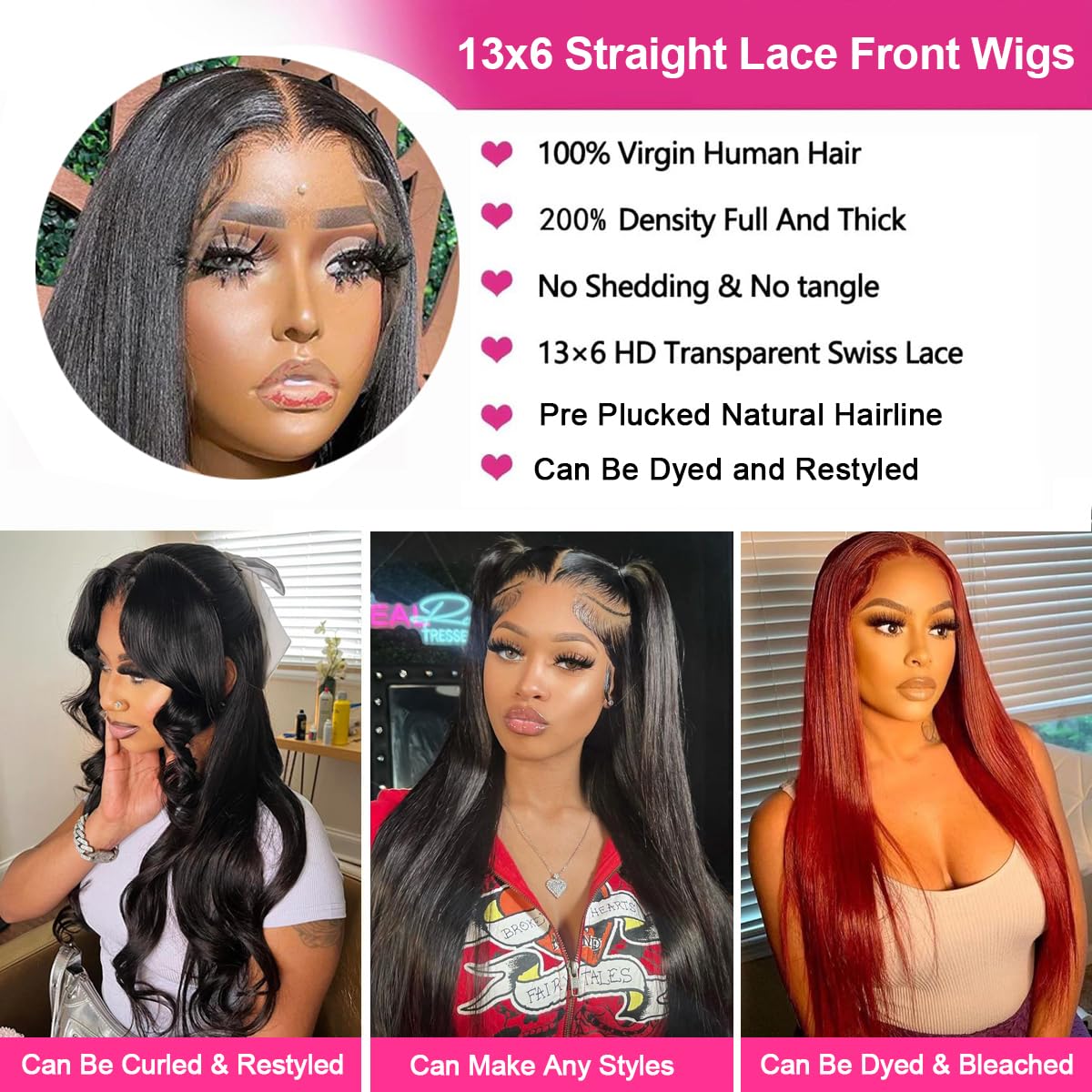 AUOU 30 Inch 13x6 Lace Front Wigs Human Hair 200 Density Straight HD Lace Front Wigs Human Hair Pre Plucked 13x6 Lace Frontal Straight Human Hair Wigs for Women Glueless Wigs Human Hair Natural Color