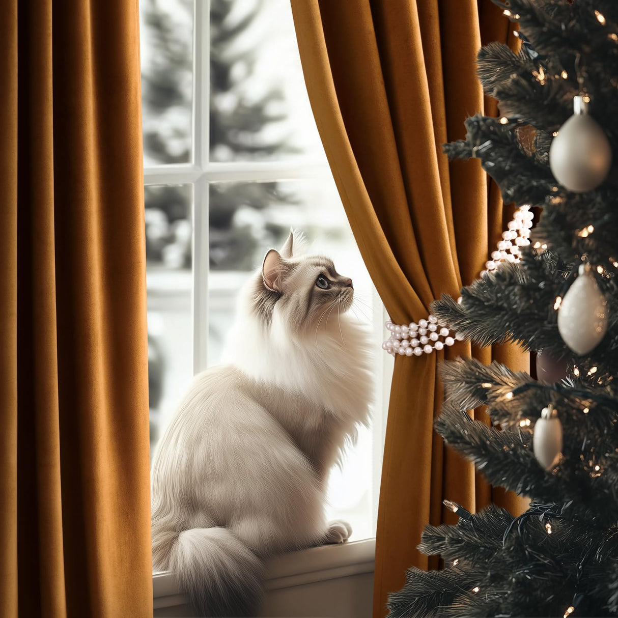 Topfinel Velvet Blackout Curtains Gold Brown Room Darkening Soundproof Insulated Curtains 84 Inch Long, Mordern Luxury Drapes for Living Room, Thick Back Tab Rod Pocket 2 Panels Christmas Winter Decor