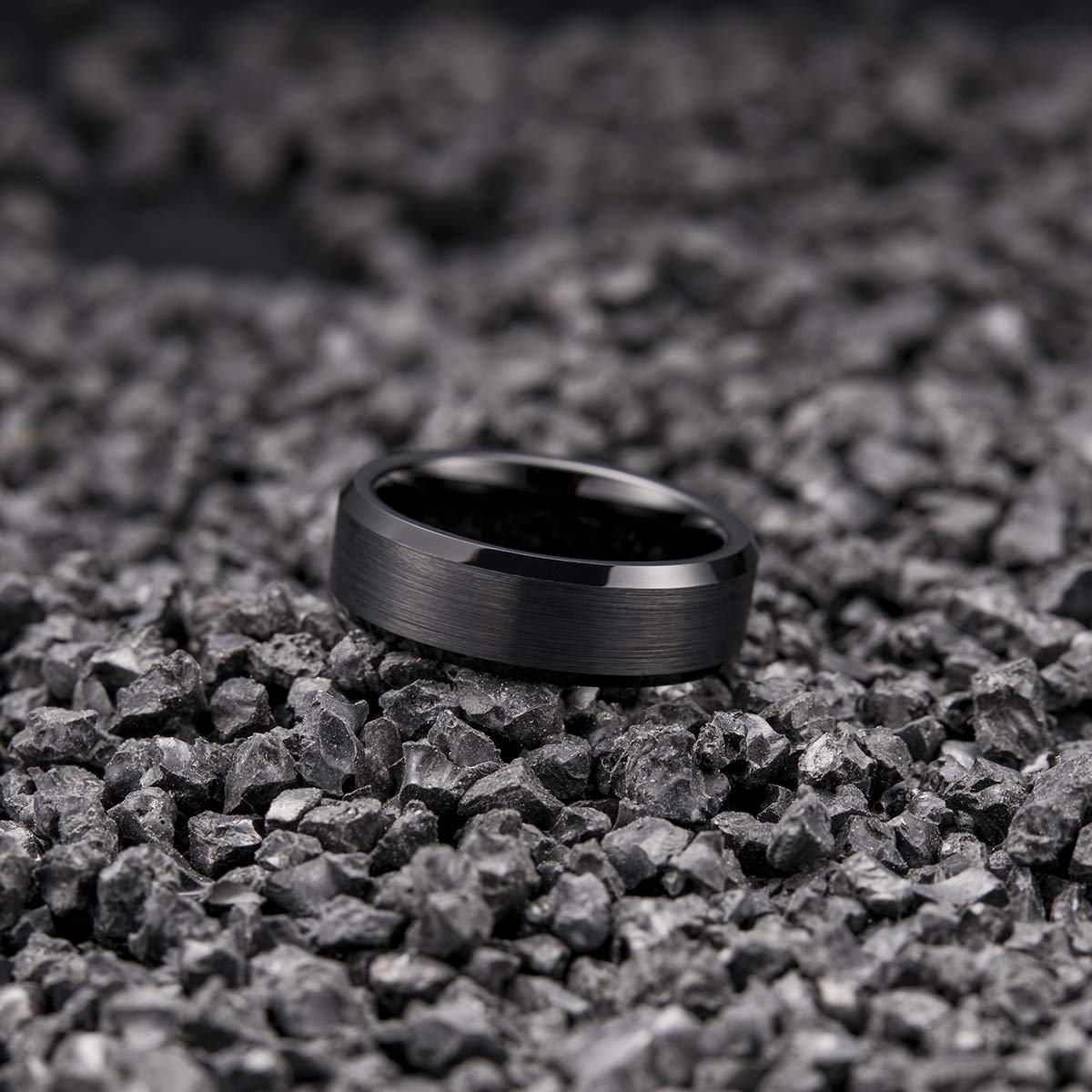 Black Men Tungsten Wedding Band 7mm Size 9