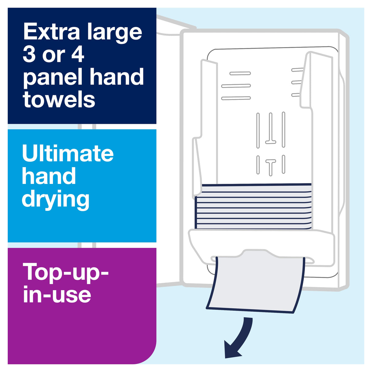 Tork Xpress Multifold Paper Towel Dispenser, Stainless Steel H2, One-at-a-Time Dispensing, Image Range, 463002