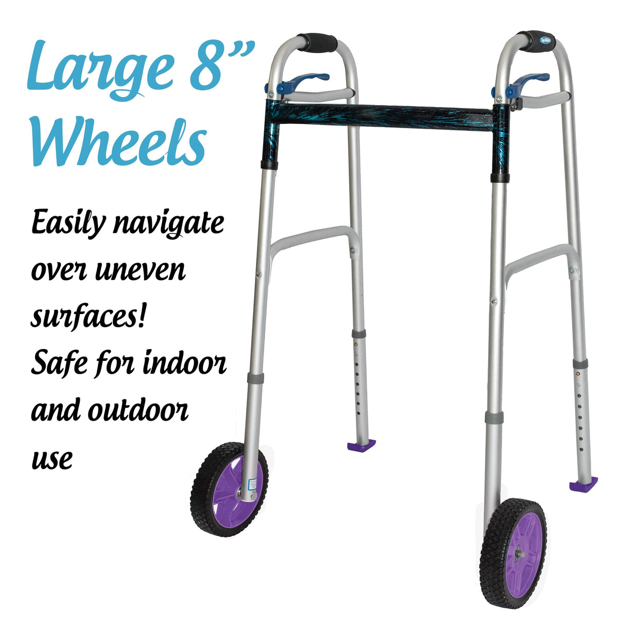 Top Glides 8" Off-Road Walker Wheel Kits with Flexfit Universal Ski Glides (Purple)