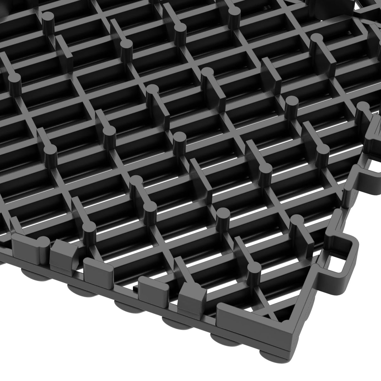 Jocoevol 60-Pcs Interlocking Tile, 12" x 12" Indoor/Outdoor Self-Drainage Interlocking Floor Tiles, Non-Slip Heavy-Duty Polypropylene Splicing Flooring Tile for Garage Patio Pool Bathroom, Black