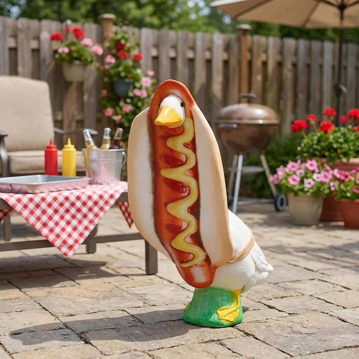 Fox Valley Traders Gaggleville Hot Dog Goose Outfit, Fits Large 23" H Statue