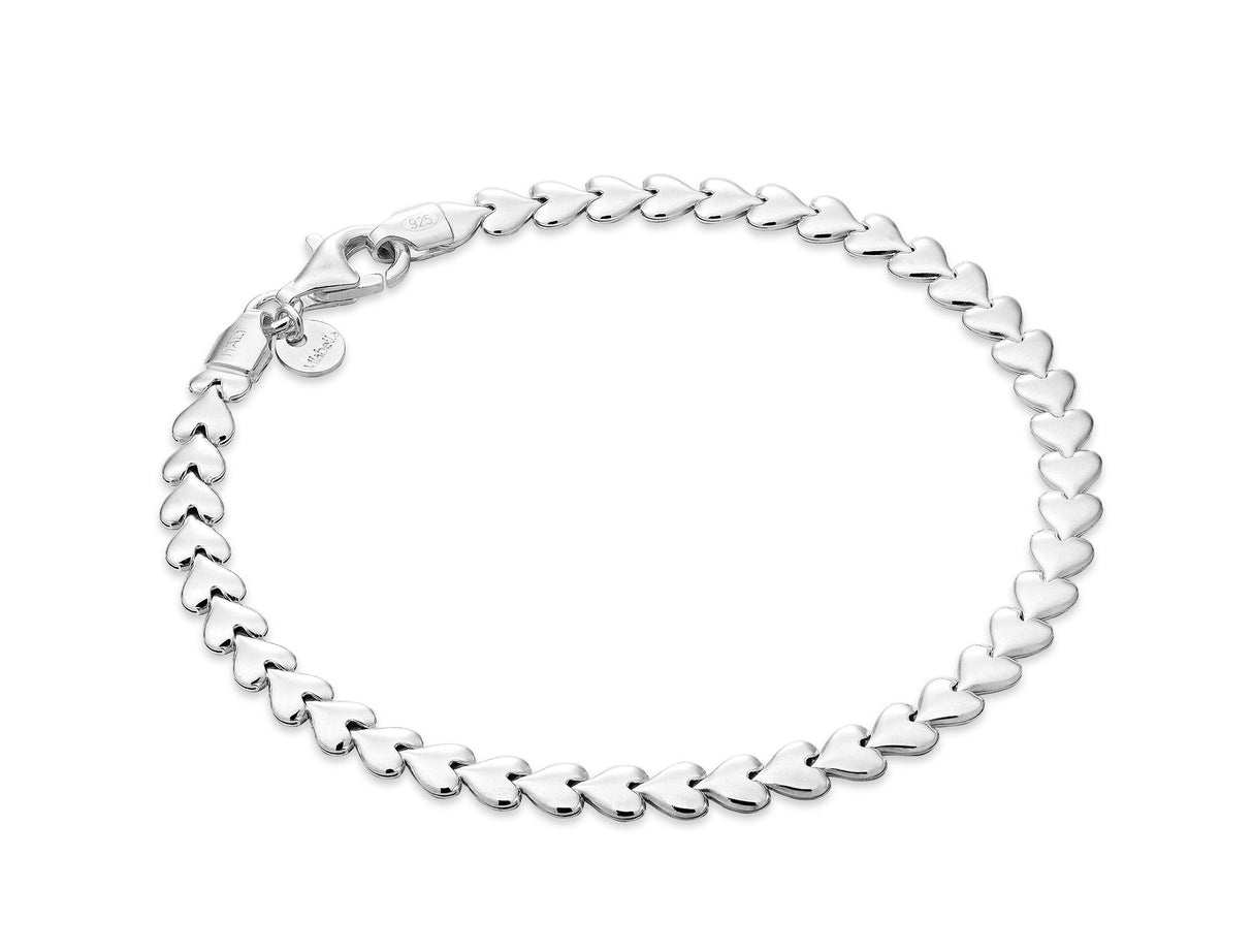 Miabella 925 Sterling Silver Italian Heart Link Tennis Bracelet for Women, Made in Italy (7, Inches)