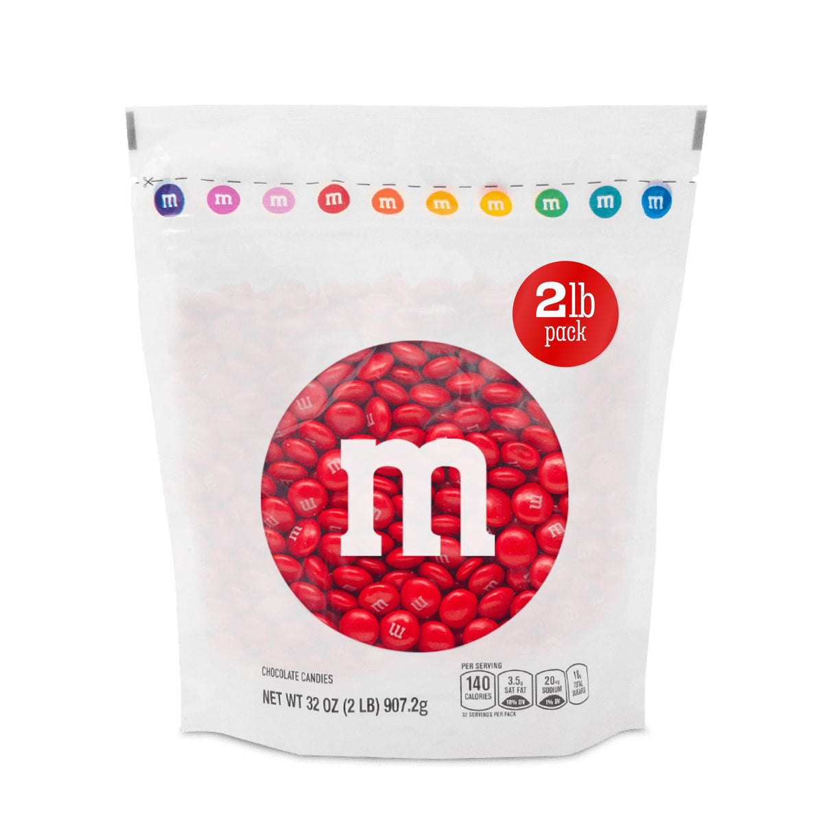 M&M’S WORLD Red Milk Chocolate Candy, 2lbs of M&M'S in Resealable Pack for Candy Bars, Birthday Parties, Christmas Chocolate, Valentine's Day, 4th of July, Dessert Tables & DIY Party Favors