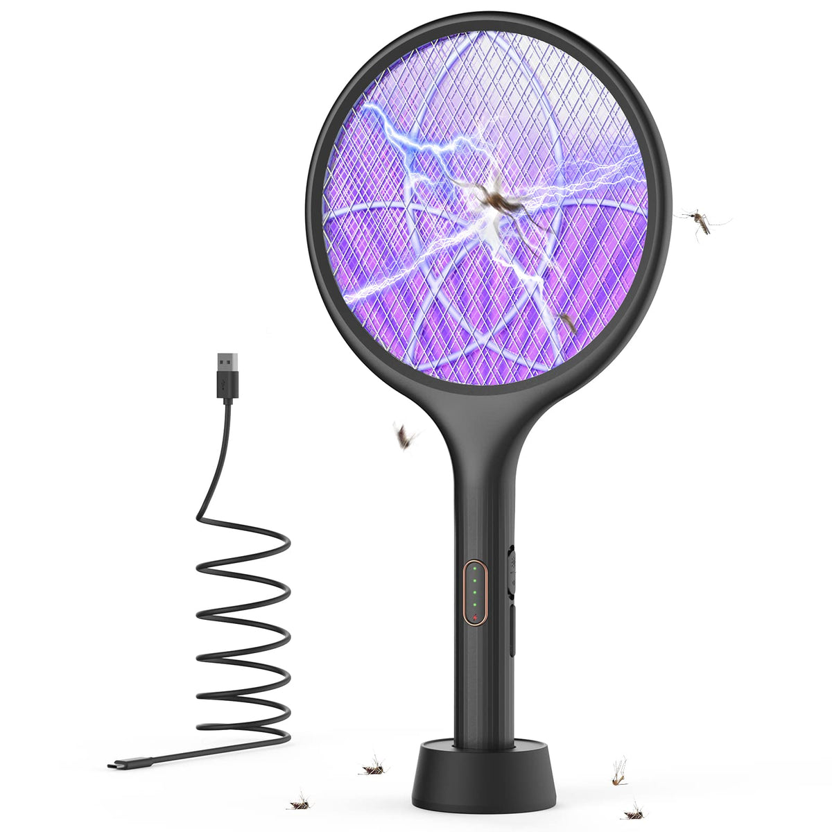 YISSVIC Electric Fly Swatter 4000V Bug Zapper Racket Dual Mode (1, Black)