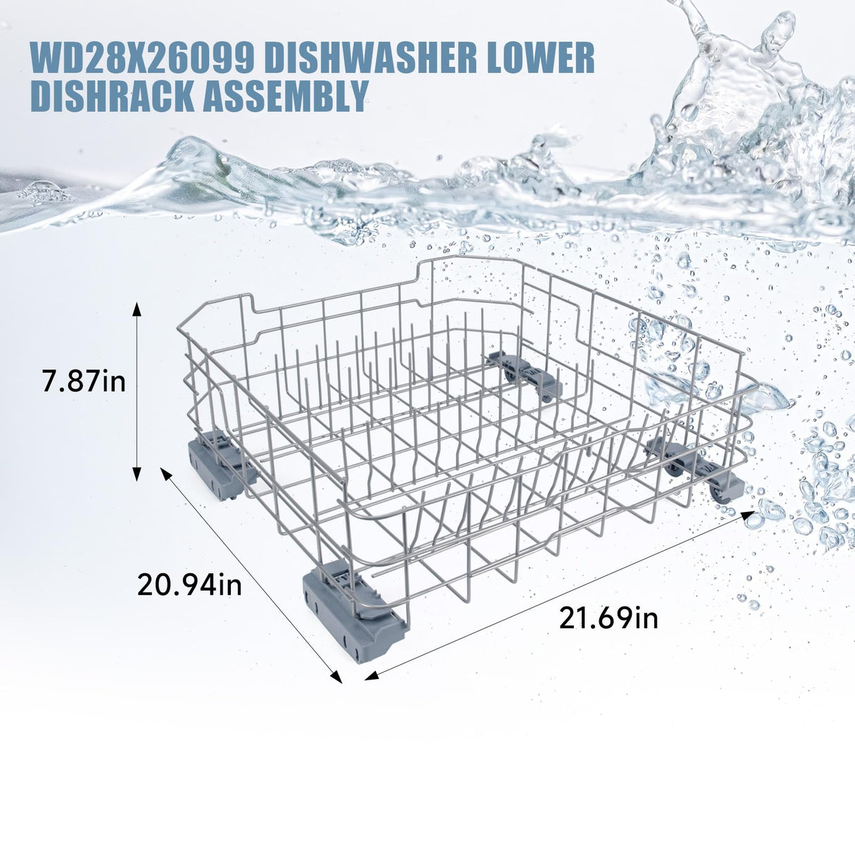 WD28X26099 WD28X34744 Dishwasher Lower Rack Compatible with GE Dishwashers - Replaces WD28X24396,WD28X22659,WD28X28918. Fits Models GDF510PSR3SS, GDF510PSM0SS, GDF510PSMOSS, GDF535PSR0SS, GDF510PSR6SS