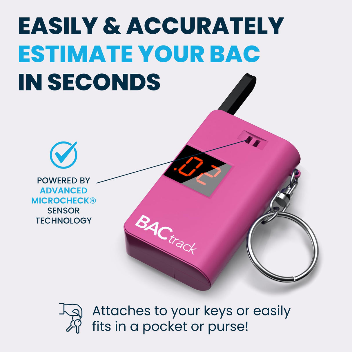 BACtrack Keychain Breathalyzer (Pink) | Ultra-Portable Pocket Keyring Alcohol Tester for Personal Use