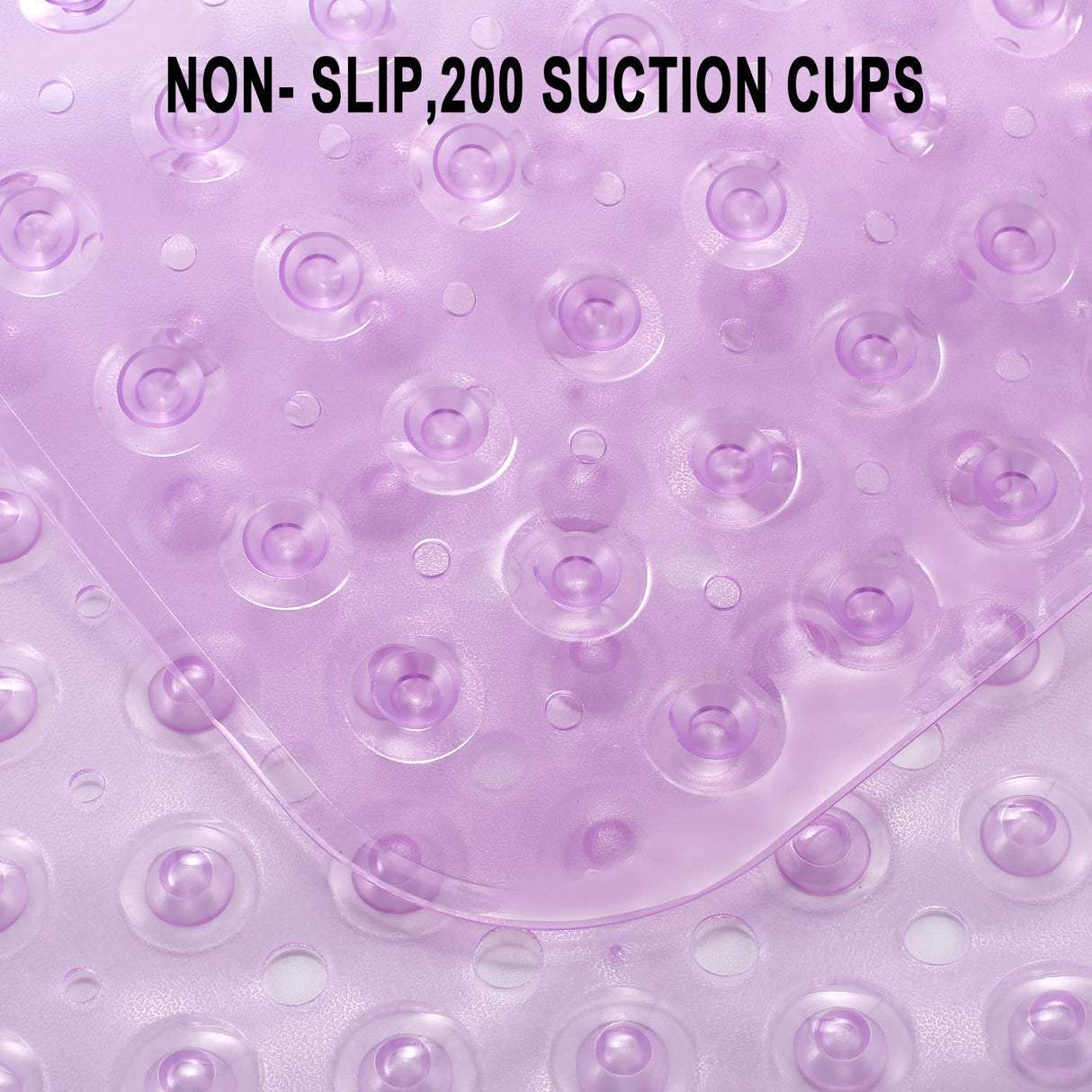 YINENN Bath and Shower Safety Mats 40x16 inch, Non Slip with Suction Cups for Bathroom Stall and Tub Floor, Extra Large and Machine Washable, Drain Holes Keep Bathtub Clean, Purple